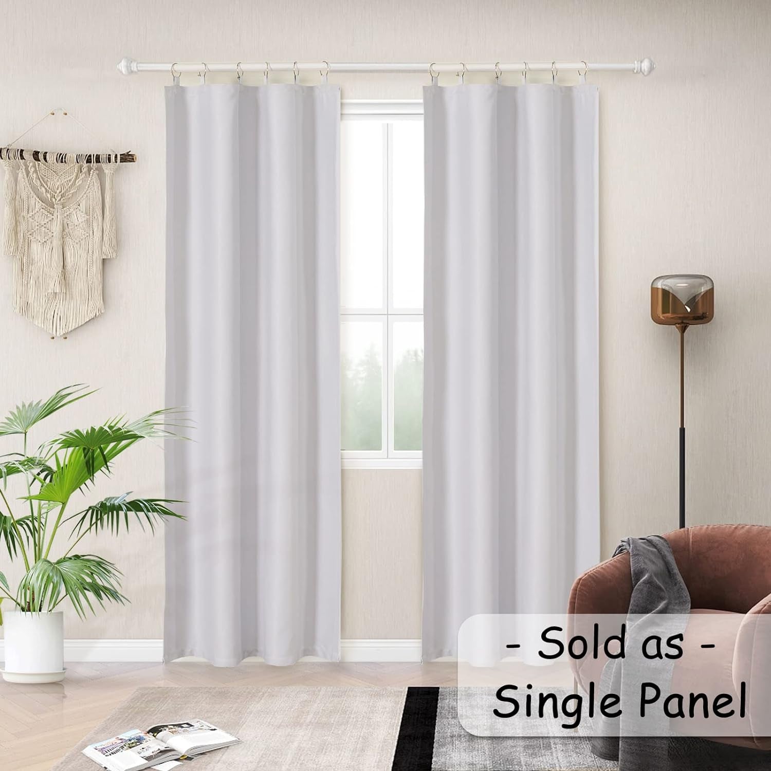 Melodieux Thermal Insulated Room Darkening Curtain Liner for 84 Inch Long Curtains, off White, 40 by 80 Inch, 1 Panel, Rings Included  Melodieux   