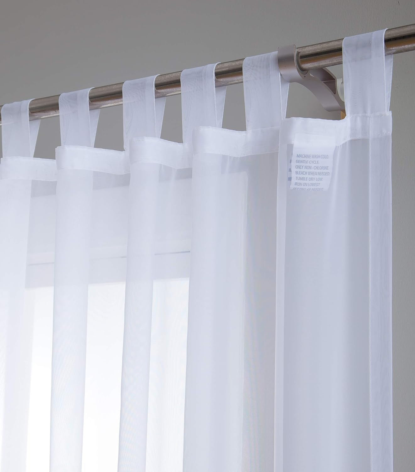 HLC.ME White Tab Top 54 Inch X 95 Inch Long Window Curtain Sheer Voile Panels for Living Room & Bedroom, Set of 2