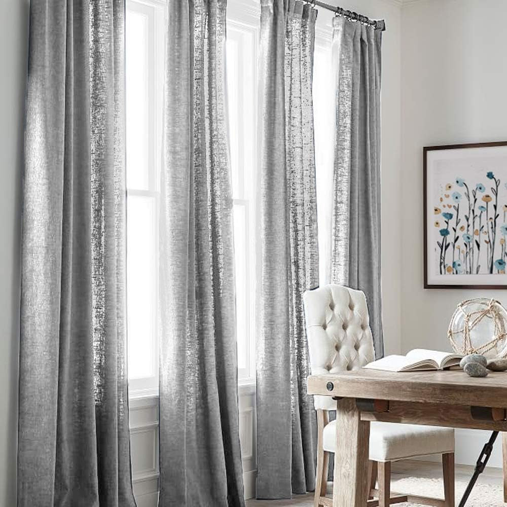 FMFUNCTEX Grey Semi-Sheer Curtains for Living Room Rich Linen Textured Rod Pocket Window Curtain Draperies for Guest Room Not See through 52”W X63”L Set of 2  Fmfunctex Grey 52" X 108" 2Pcs 