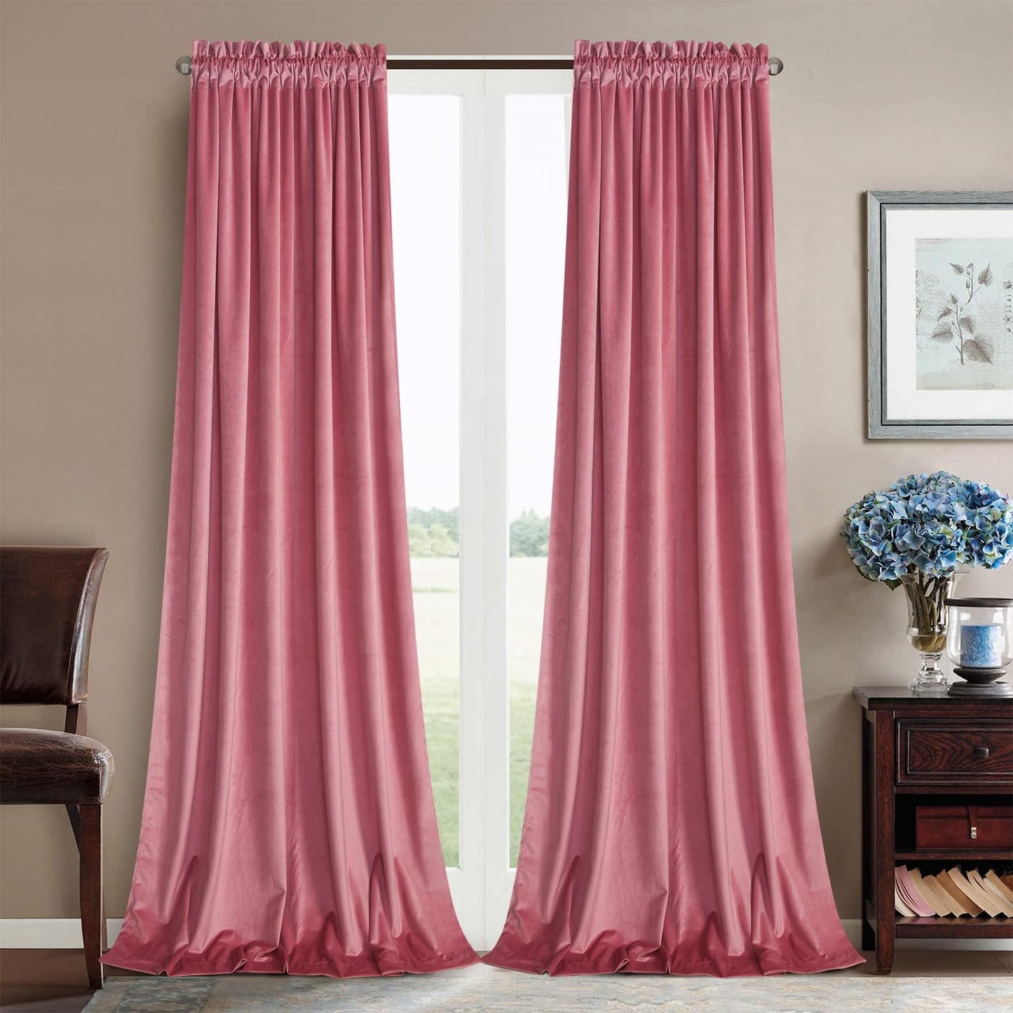 Roslynwood Home Velvet Bright Orange Curtain 84 Inch - Heavy Duty Curtains Energy Efficient Block Light Rod Pocket Drapes Window Covering Set for Home Theatre/Living Room, 52Wx84L Orange/2 Panels  Roslyn decor Candy Pink 52"Wx63"L (2 Panels) 