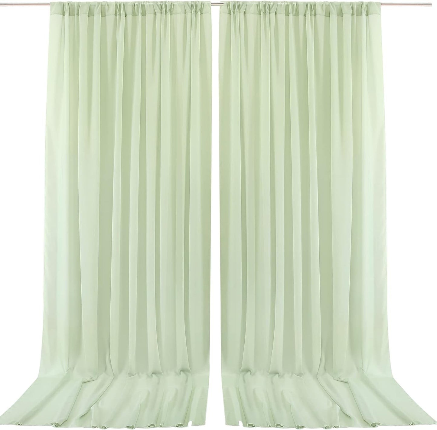 10Ft X 10Ft White Chiffon Backdrop Curtains, Wrinkle-Free Sheer Chiffon Fabric Curtain Drapes for Wedding Ceremony Arch Party Stage Decoration  Wish Care Sage Green  