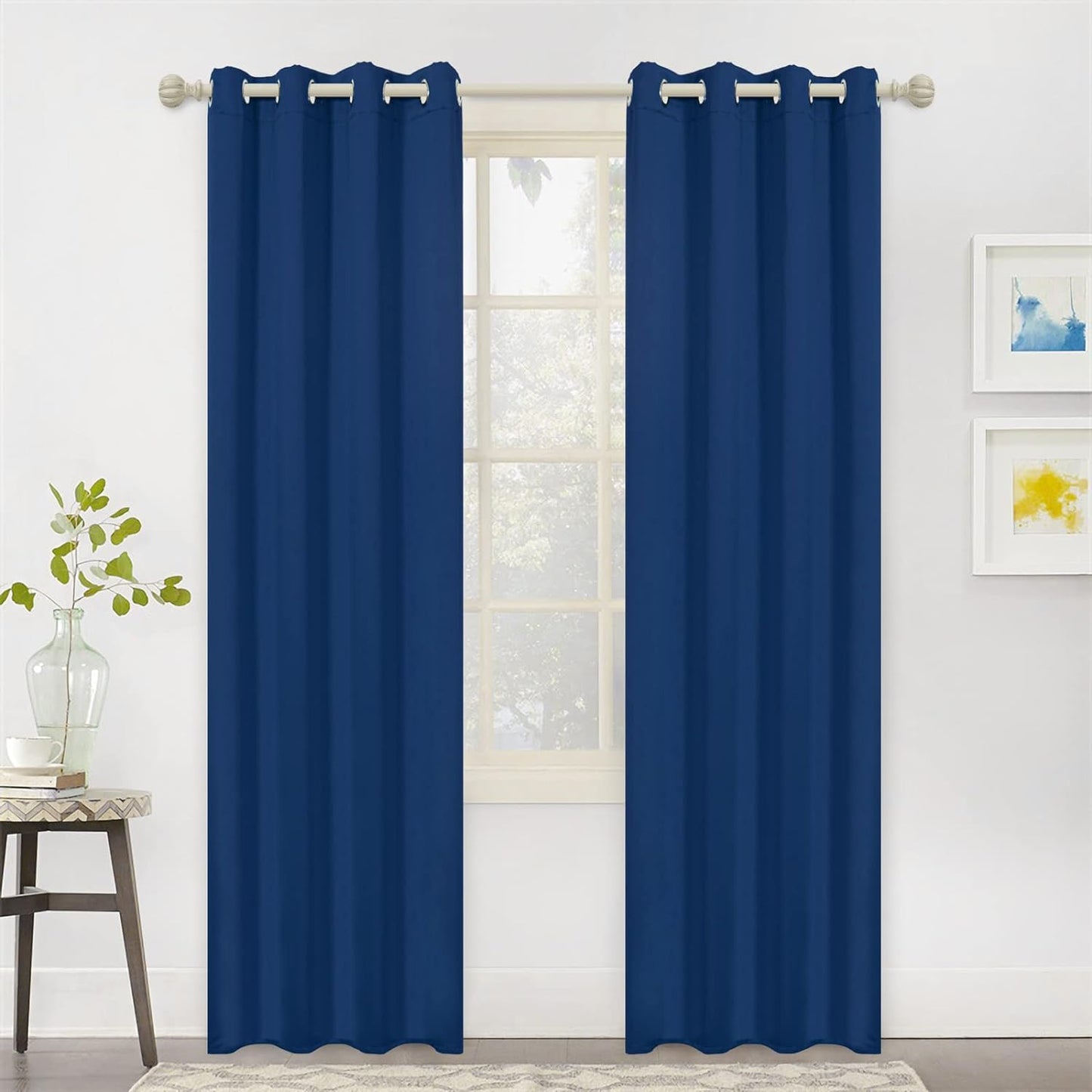MYSKY HOME Black Curtains for Bedroom 90 Inch Long Blackout Curtains for Living Room 2 Panels Thermal Insulated Grommet Room Darkening Curtains Privacy Protect Window Drapes, 52 X 90 Inches, Black  MYSKY HOME Navy Blue 52W X 84L 