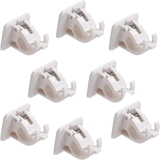 Curtain Rod Bracket No Drilling,8 Pcs Curtain Rod Bracket, Self Adhesive Curtain Rod Holders No Drill Curtain Rod Brackets, Drapery Hook Fixing Wall Brackets for Home Hotel Use (White)