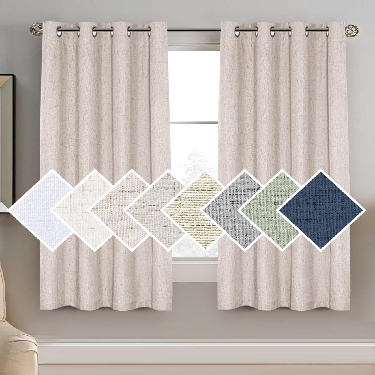 H.VERSAILTEX 100% Blackout Curtains for Bedroom Thermal Insulated Linen Textured Curtains Heat and Full Light Blocking Drapes Living Room Curtains 2 Panel Sets, 52X84 - Inch, Natural  H.VERSAILTEX Natural 1 Panel - 52"W X 63"L 