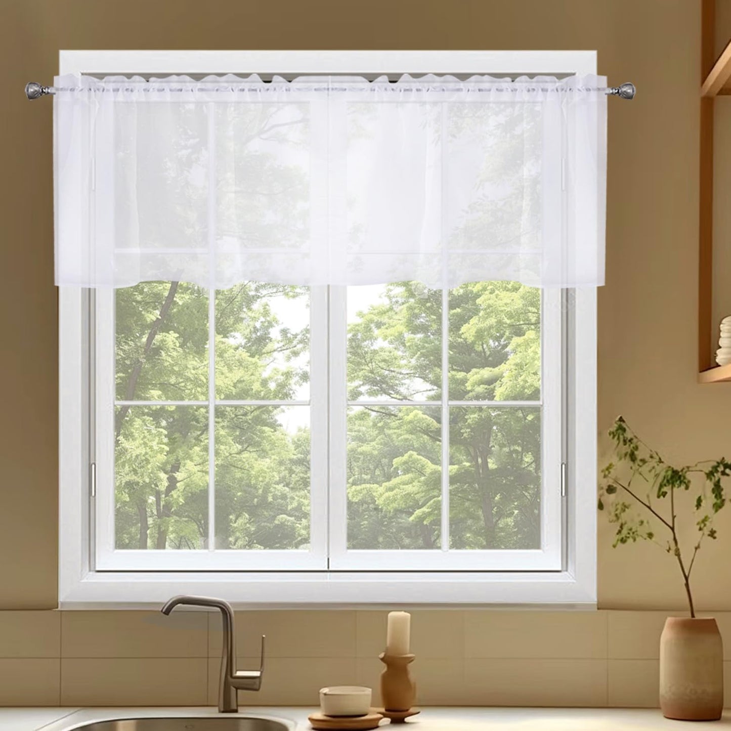 Spacedresser Basic Rod Pocket Sheer Voile Window Curtain Panels White 1 Pair 2 Panels 52 Width 84 Inch Long for Kitchen Bedroom Children Living Room Yard(White,52 W X 84 L)  Lucky Home White 52 W X 18 L 