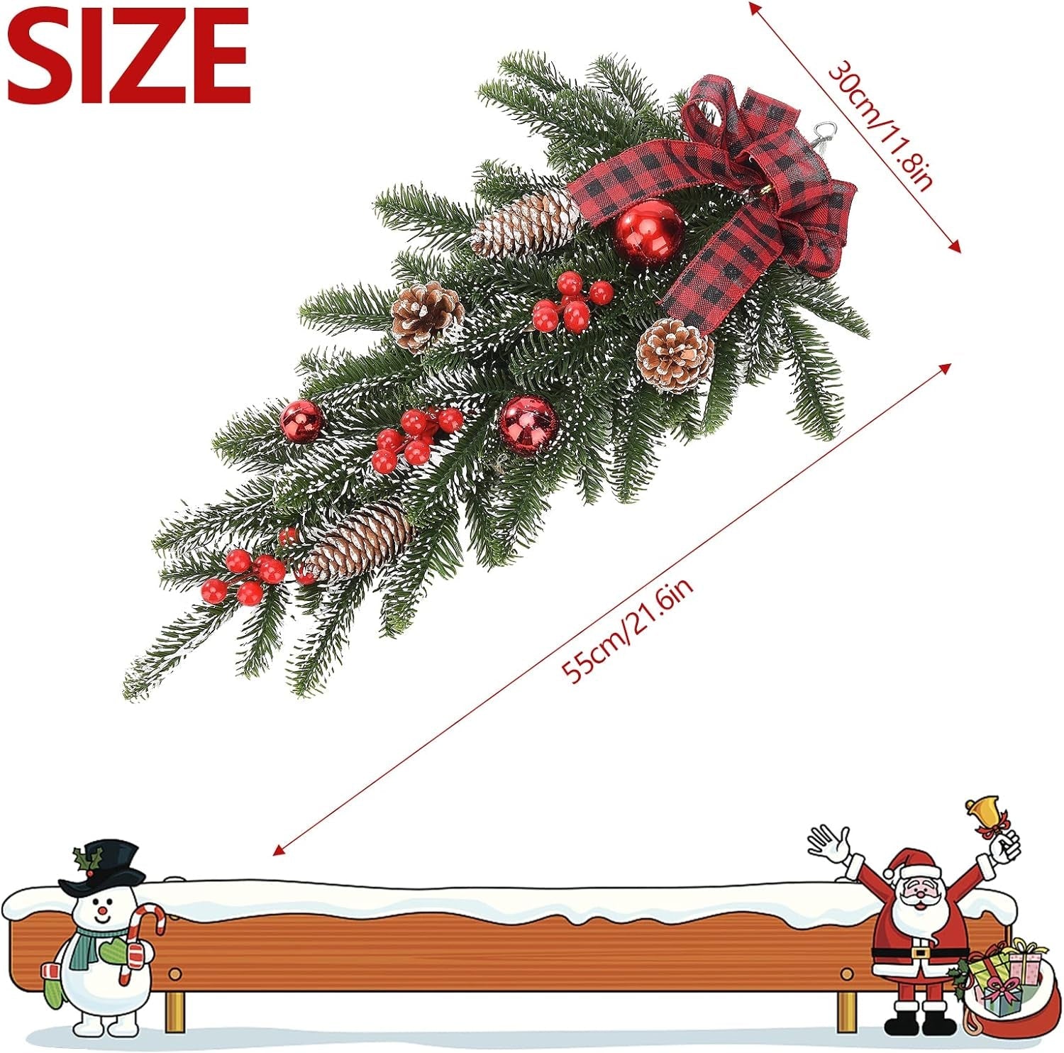 Christmas Swags for Decorating Outdoor,Garland Christmas Swag Ornament Pine Cone Decorative Props Pendant Wall Hanging Simulation Flower for Indoor Outdoor Wall Door Hanging Decor