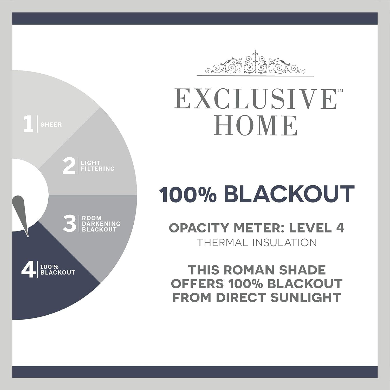 Exclusive Home Marseilles Damask 100% Blackout Roman Shade, 23"X64", Grey