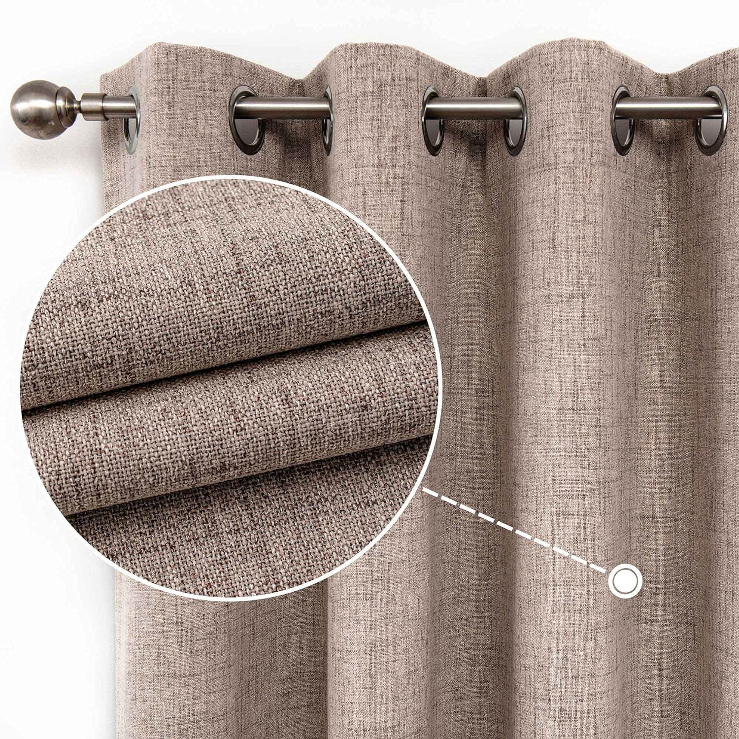 CUCRAF Full Blackout Window Curtains 84 Inches Long,Faux Linen Look Thermal Insulated Grommet Drapes Panels for Bedroom Living Room,Set of 2(52 X 84 Inches, Light Khaki)  CUCRAF   