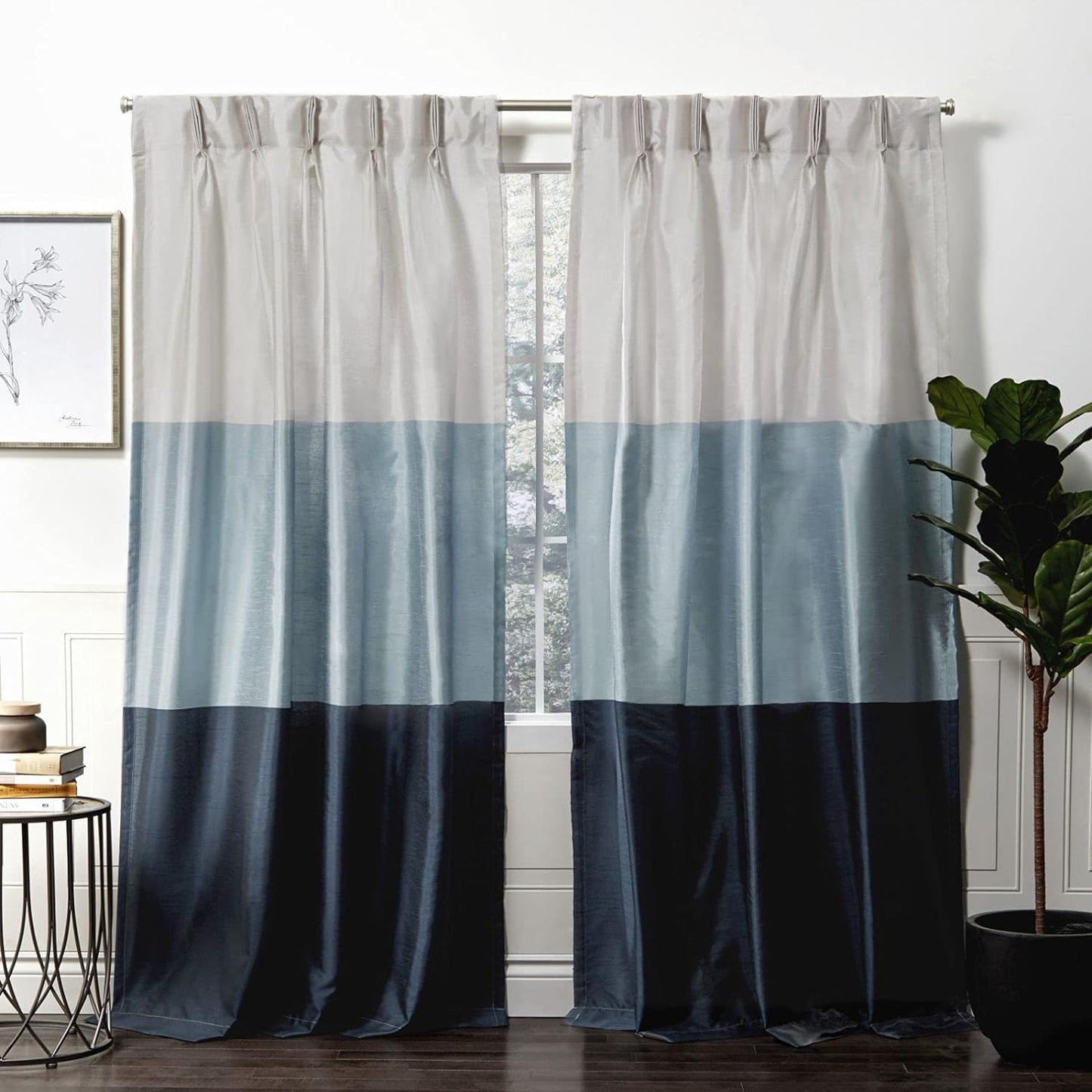 Exclusive Home Curtains Chateau Light Filtering Pinch Pleat Curtain Panels, 96" Length, Blush, Set of 2  Exclusive Home Curtains Indigo 27X96 