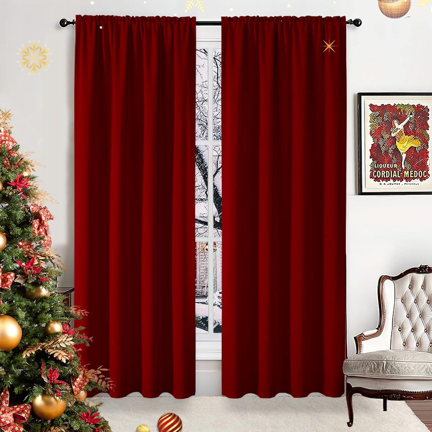 CUCRAF Blackout Curtains 84 Inches Long for Living Room, Light Beige Room Darkening Window Curtain Panels, Rod Pocket Thermal Insulated Solid Drapes for Bedroom, 52X84 Inch, Set of 2 Panels  CUCRAF Maroon Red 52W X 95L Inch 2 Panels 