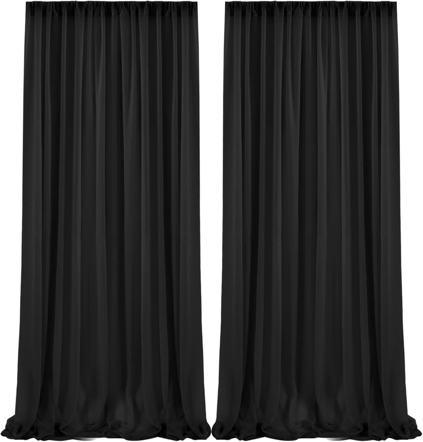 10Ft X 10Ft White Chiffon Backdrop Curtains, Wrinkle-Free Sheer Chiffon Fabric Curtain Drapes for Wedding Ceremony Arch Party Stage Decoration  Wish Care Black  