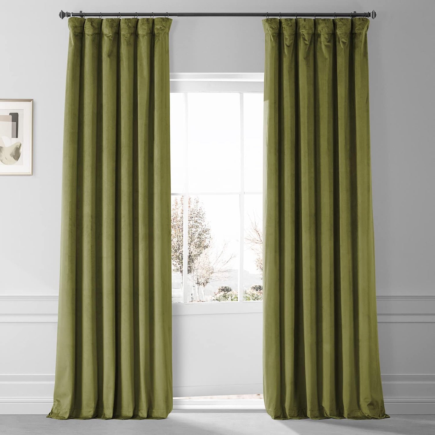 HPD HALF PRICE DRAPES Blackout Solid Thermal Insulated Window Curtain 50 X 96 Signature Plush Velvet Curtains for Bedroom & Living Room (1 Panel), VPYC-SBO198593-96, Diva Cream  Exclusive Fabrics & Furnishings Jalapeno Green 50 X 108 