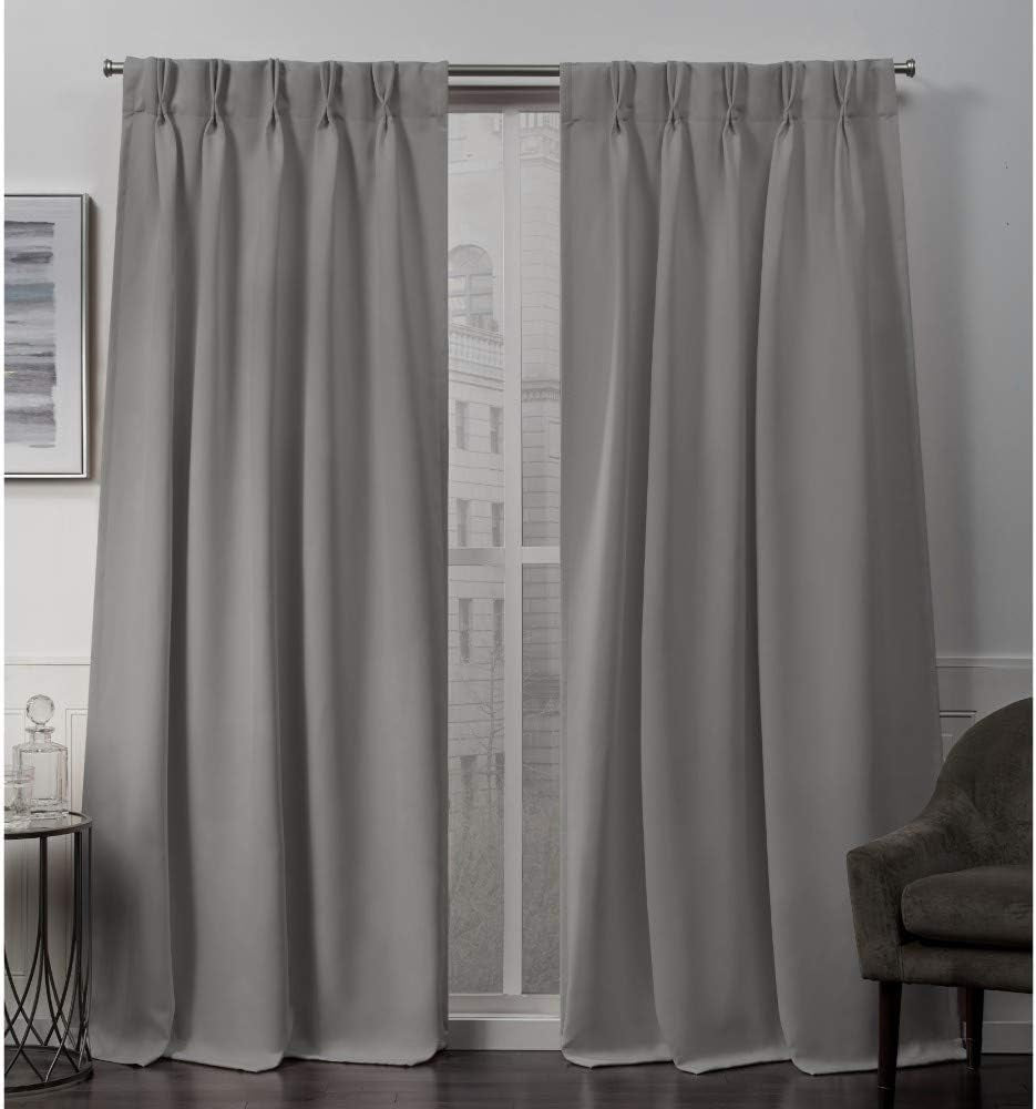 Exclusive Home Sateen Twill Woven Room Darkening Blackout Pinch Pleat/Hidden Tab Top Curtain Panel Pair, 63" Length, Charcoal  Exclusive Home Curtains Veridian Grey 108" Length 