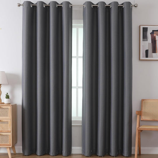 Blackout Curtains for Complete Darkness Room Darkening Thermal Insulated Window Curtain Panels with Noise Canceling Double Layer Liner for Bedroom (52 X 84 Inch, 2 Panels, Dark Gray)  Airwill Dark Gray 52W X 84L Inch X 2 Panels 