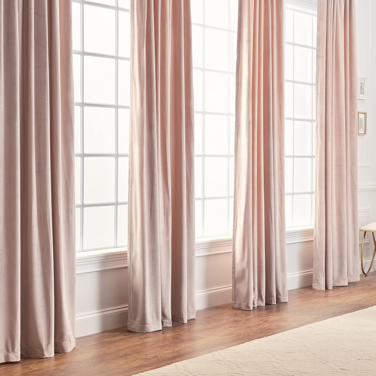 Chanasya Premium Solid Velvet Curtains - Classy and Solid Drapes for Living Room or Bedroom - 52" X 63" - Blush, 2 Panels  PurchaseCorner Blush W52Xh84 Inches 