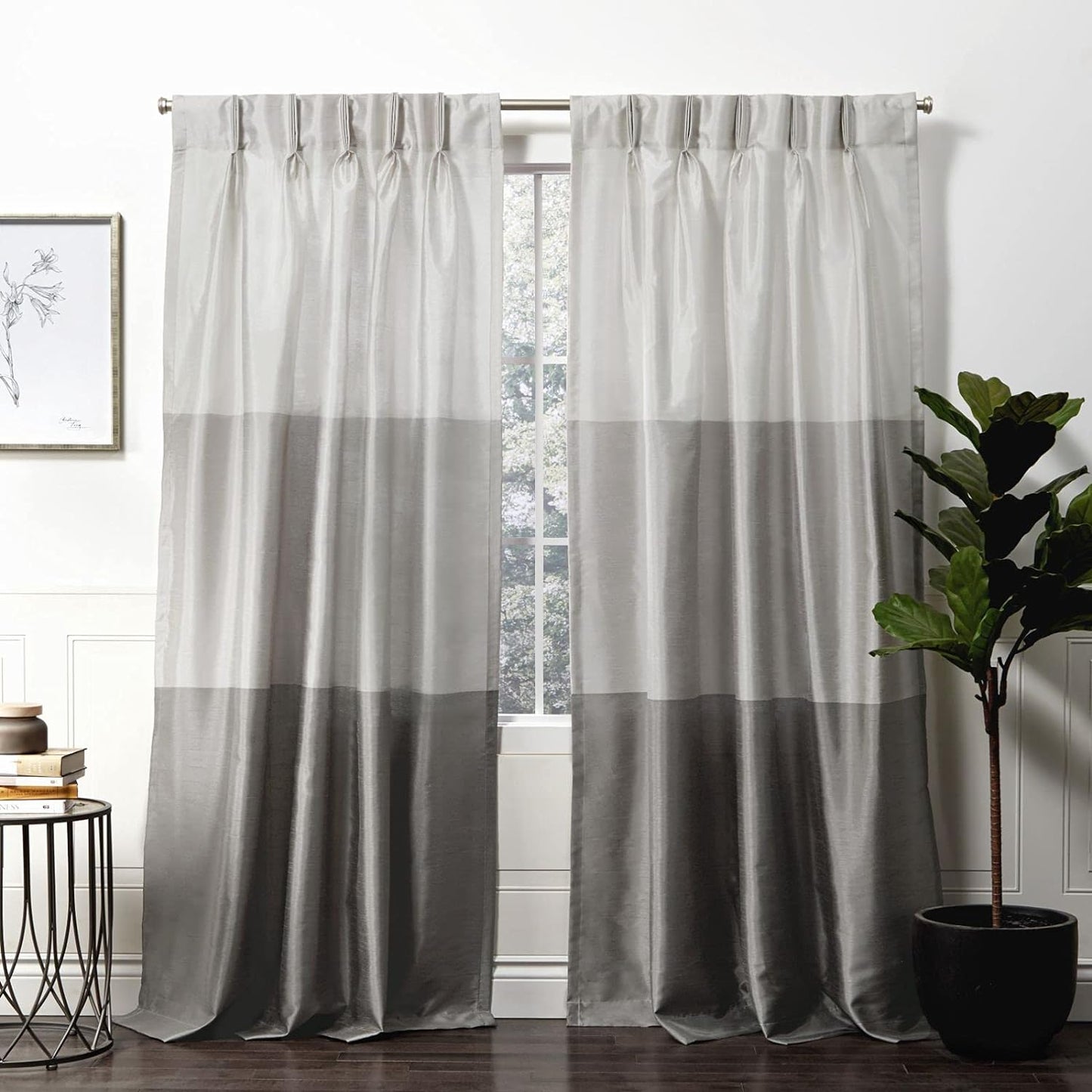 Exclusive Home Curtains Chateau Light Filtering Pinch Pleat Curtain Panels, 96" Length, Blush, Set of 2  Exclusive Home Curtains Black Pearl 27X84 
