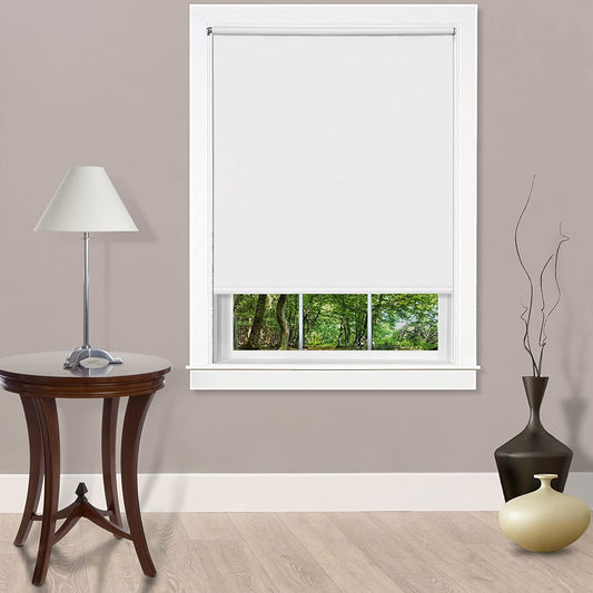 Cordless Tear down Room Darkening Shade - 37 Inch Width, 72 Inch Length - White - Cord-Free Customizable Light Filtering Horizontal Mini Vinyl Windows Blinds for Interior by Achim Home Decor