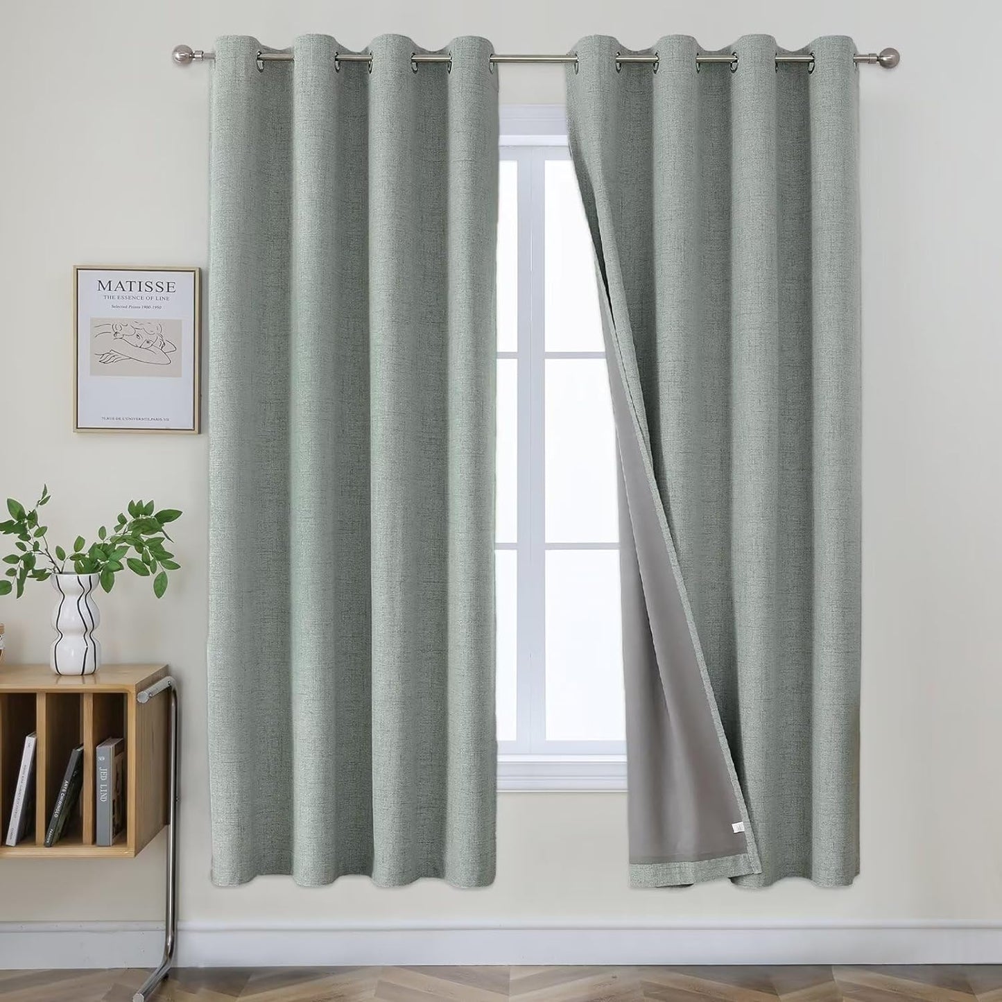 Joydeco Black Out Curtains 63 Inch Long, Curtains 63 Inch Length Textured Thermal Grommets Curtains, Room Darkening Curtains 63 Inches Long for Living Room Bedroom, (42X63 Inch, Greyish White)  Joydeco   