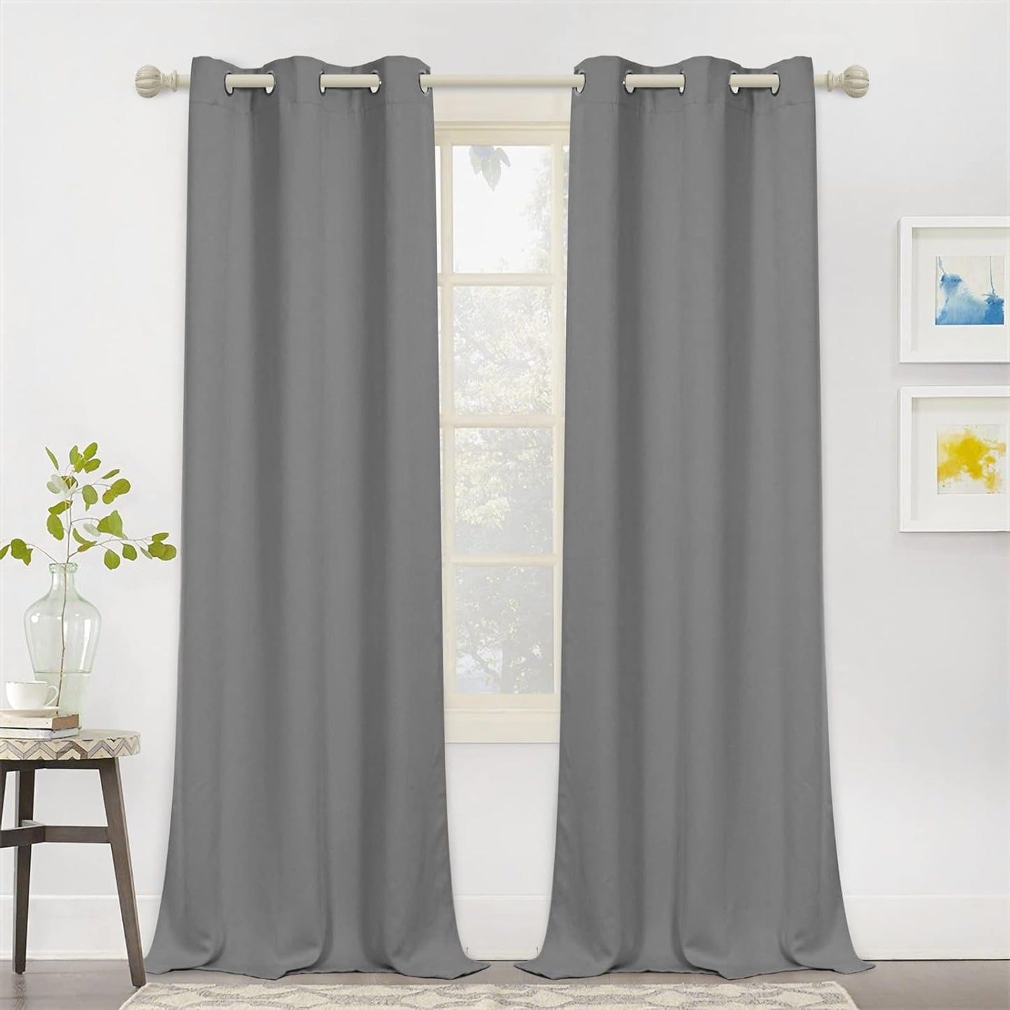 MYSKY HOME Black Curtains for Bedroom 90 Inch Long Blackout Curtains for Living Room 2 Panels Thermal Insulated Grommet Room Darkening Curtains Privacy Protect Window Drapes, 52 X 90 Inches, Black  MYSKY HOME Grey 52W X 90L 