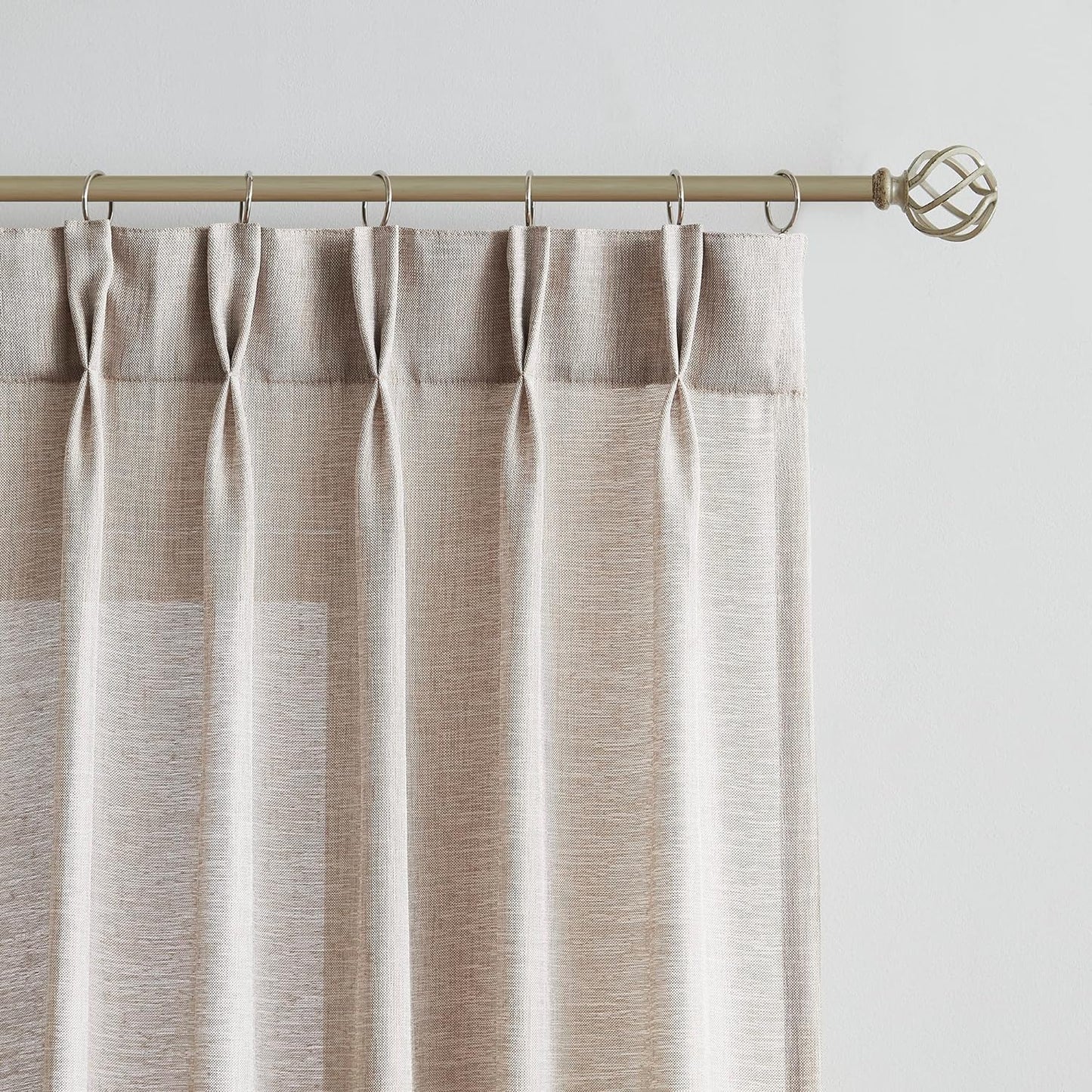 Enactex Linen Textured Pinch Pleat 25 X 84 Inch Semi Sheer Back Tab Curtains Light Filtering Drapes for Living Room Farmhouse Privacy Protect Window Treatments for Bedroom Patio Door 2 Panels, Tan  Enactex Tan 25"X95"X2 