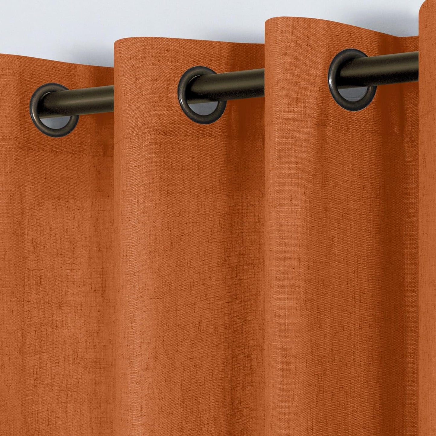 KOUFALL Beige Rustic Country Curtains for Living Room 84 Inches Long Flax Linen Bronze Grommet Tan Sand Color Solid Faux Linen Curtains for Bedroom Sliding Glass Patio Door 2 Panels  KOUFALL TEXTILE Burnt Orange 52X108 
