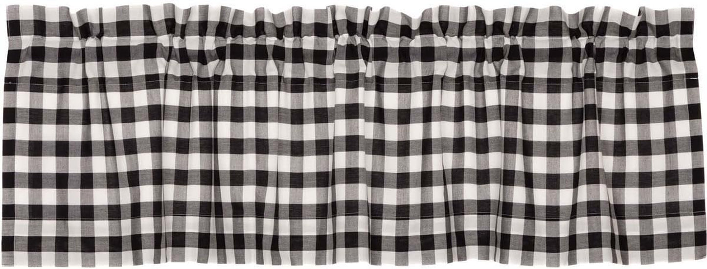 VHC Brands Farmhouse Grey Ash Buffalo Check Cotton Annie Curtains Rod Pocket Tie Back(S) Door Panel  VHC Brands Tan Valance 16X60 