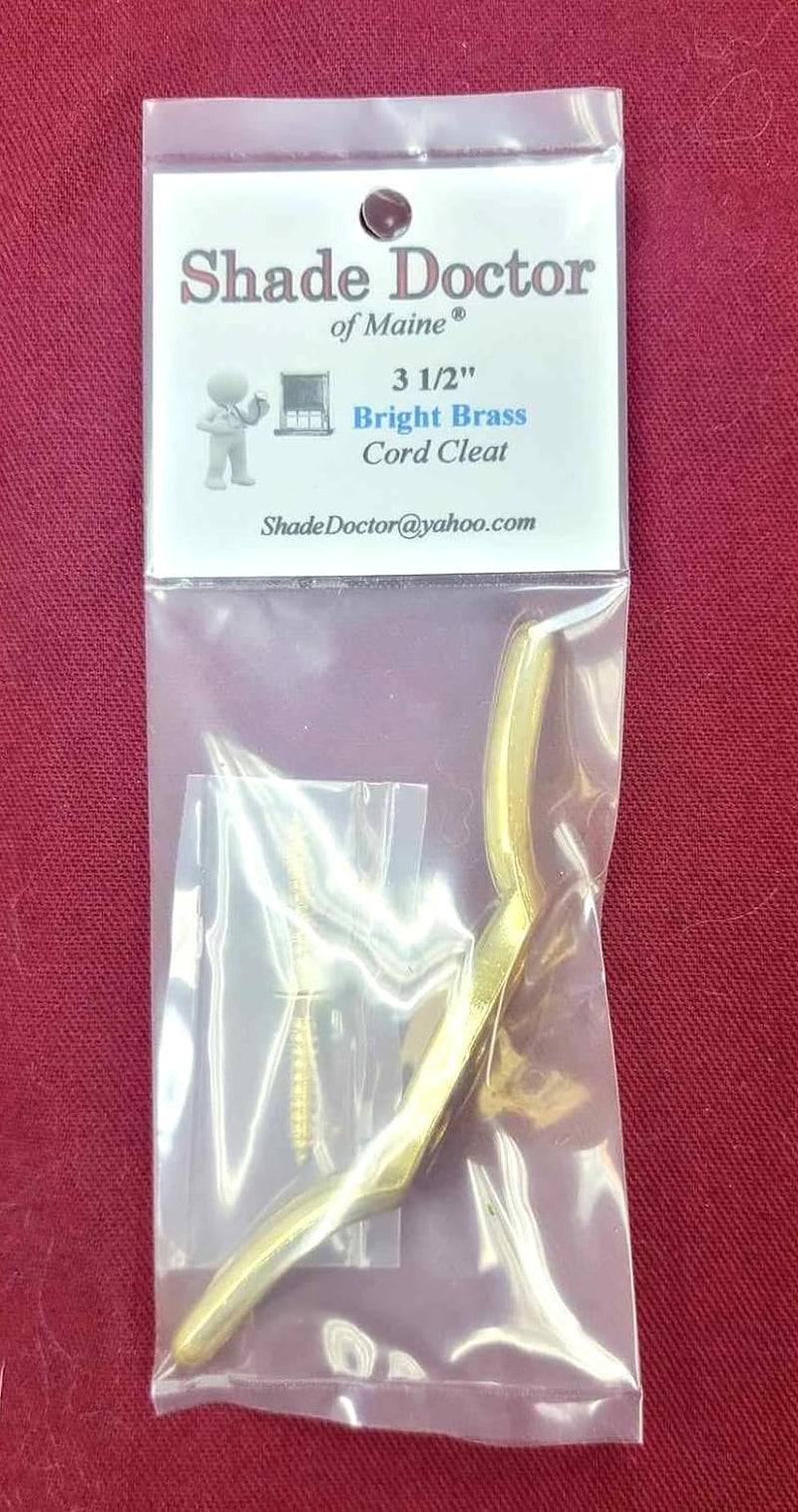 3 1/2" Bright Brass Cord Cleat for Woven Woods, Roman and Pleated Shades