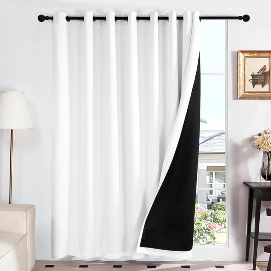Deconovo 100% White Blackout Curtains, Double Layer Sliding Door Curtain for Living Room, Extra Wide Room Divder Curtains for Patio Door (100W X 84L Inches, Pure White, 1 Panel)  DECONOVO Pure White 100W X 95L Inch 