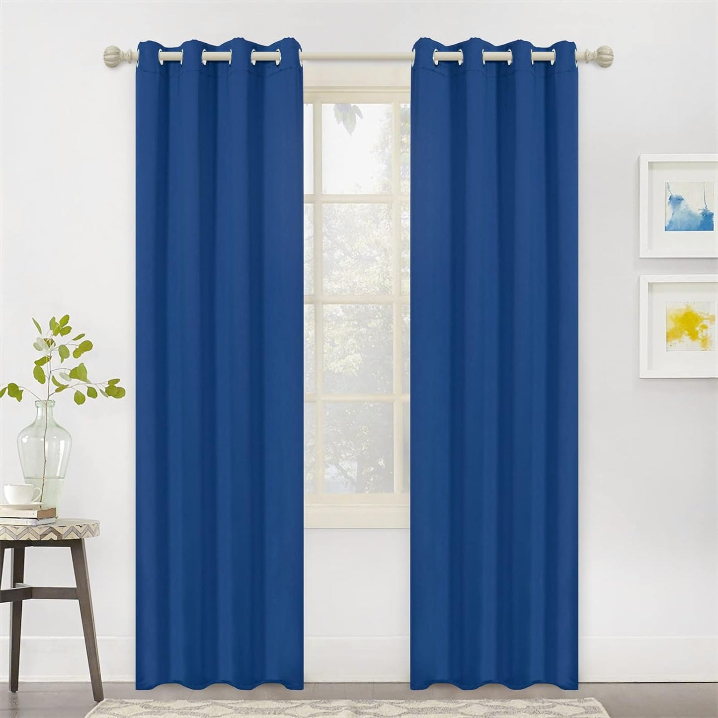 MYSKY HOME Black Curtains for Bedroom 90 Inch Long Blackout Curtains for Living Room 2 Panels Thermal Insulated Grommet Room Darkening Curtains Privacy Protect Window Drapes, 52 X 90 Inches, Black  MYSKY HOME Royal Blue 52W X 84L 
