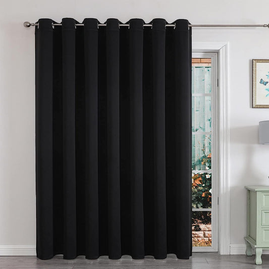 Joydeco Curtains for Sliding Glass Doors, Blackout Curtains 100 X 84 Inches, Extra Wide Curtains for Patio Sliding Door Living Room, Room Divider Curtains  Joydeco Black 100W X 84L Inch X 1 Panel 
