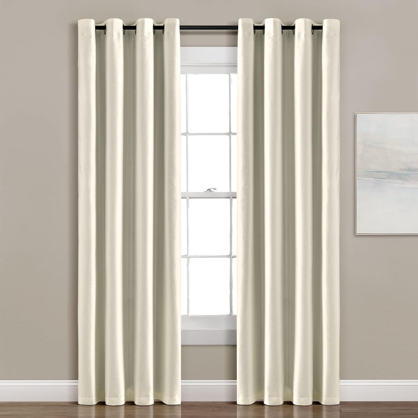 Lush Decor Insulated Grommet 100% Blackout Faux Silk Window Curtain Panel (Single Panel), 95" L X 52" W, Red  Lush Decor Ivory 84"L X 52"W 