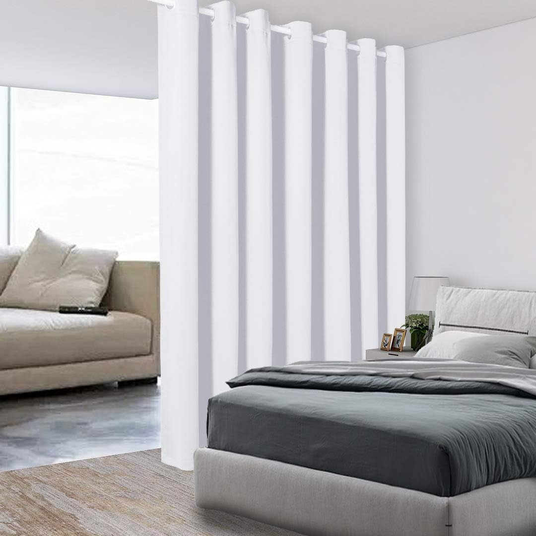 BONZER Room Divider Curtain Total Privacy Wall Grommet Thermal Insulated Soundproof Extra Wide Blackout Curtains for Bedroom Living Room, 84L X 108W Inch (7L X 9W Ft), 1 Panel, Dark Grey  BONZER Greyish White 108.00" X 120.00" 