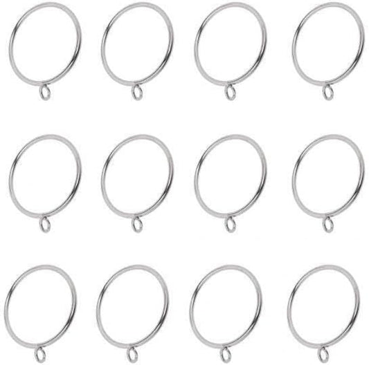 2X 12-Pack Sliding Curtain Clips Hook Pole Curtain Glider Roman Rings with Eyelet, Inner Diameter:55Mm, Silver
