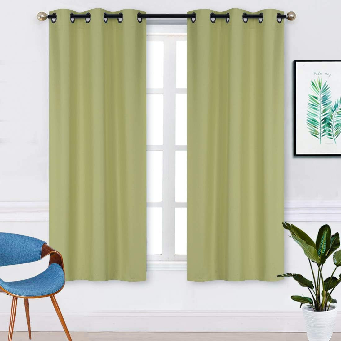 Home Collection 2 Panels 100% Blackout Curtain Set Solid Color with Rod Pocket Grommet Drapes for Kitchen, Dinning Room, Bathroom, Bedroom,Living Room Window New (74” Wide X 62” Long, Ivory)  Kids Zone home Linen Sage 74” Wide X 62” Long 