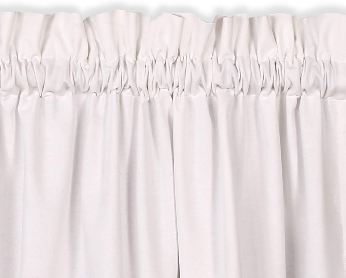 2 Pack White Cotton Duck Widnow Valance, 3 Inch Rod Pocket Window Treatment Curtain Valances for Windows Bedroom Livingroom Diningroom Kitchen - 16X72 Inch - White