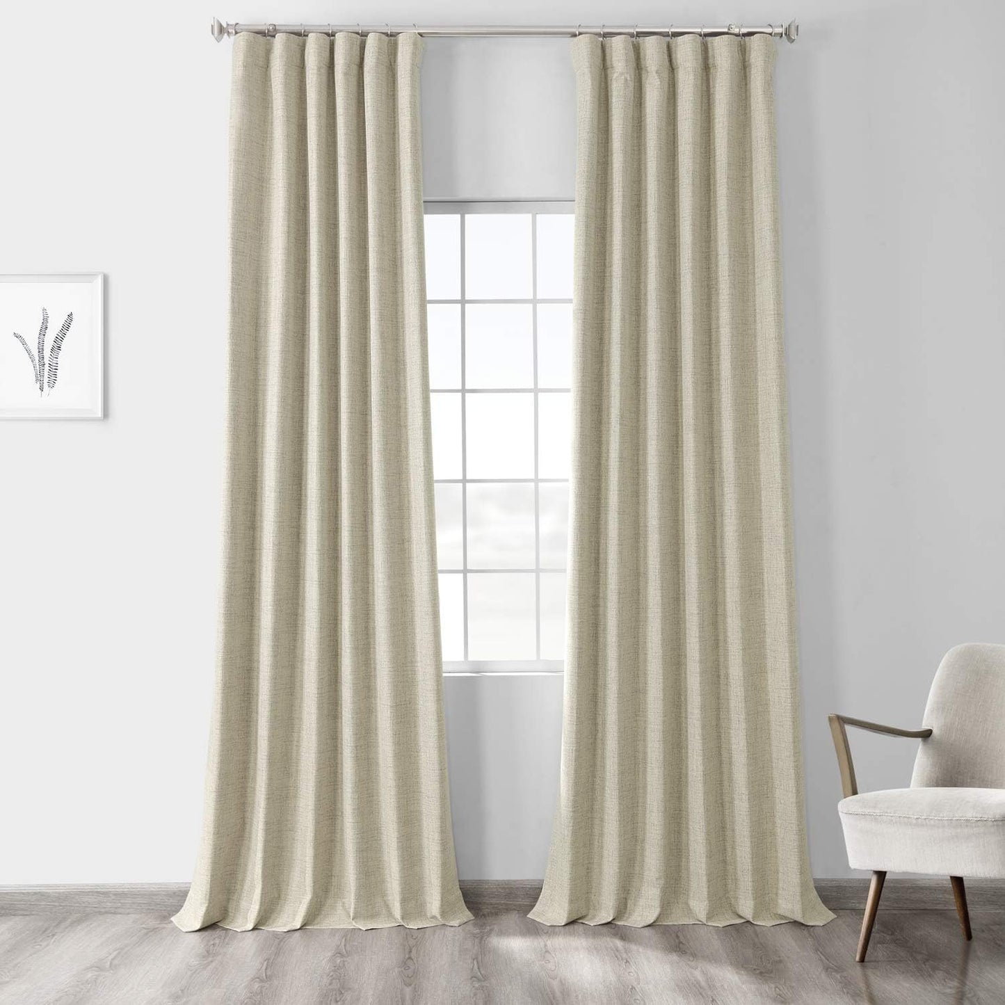 HPD Half Price Drapes Vintage Blackout Curtains for Bedroom - 96 Inches Long Thermal Cross Linen Weave Full Light Blocking 1 Panel Blackout Curtain, (50W X 96L), Millennial Grey  Exclusive Fabrics & Furnishings Toasted Tan 50W X 108L 