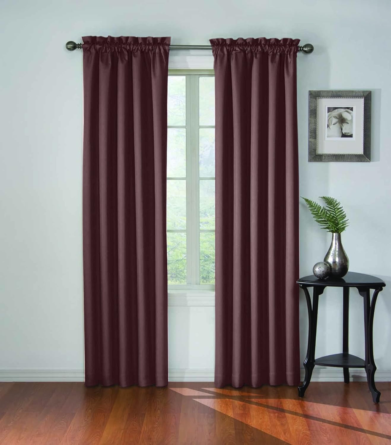 ECLIPSE Corinne Modern Blackout Thermal Rod Pocket Window Curtain for Bedroom or Living Room (1 Panel), 42" X 63", Grey  Keeco LLC Plum 42 In X 63 In 