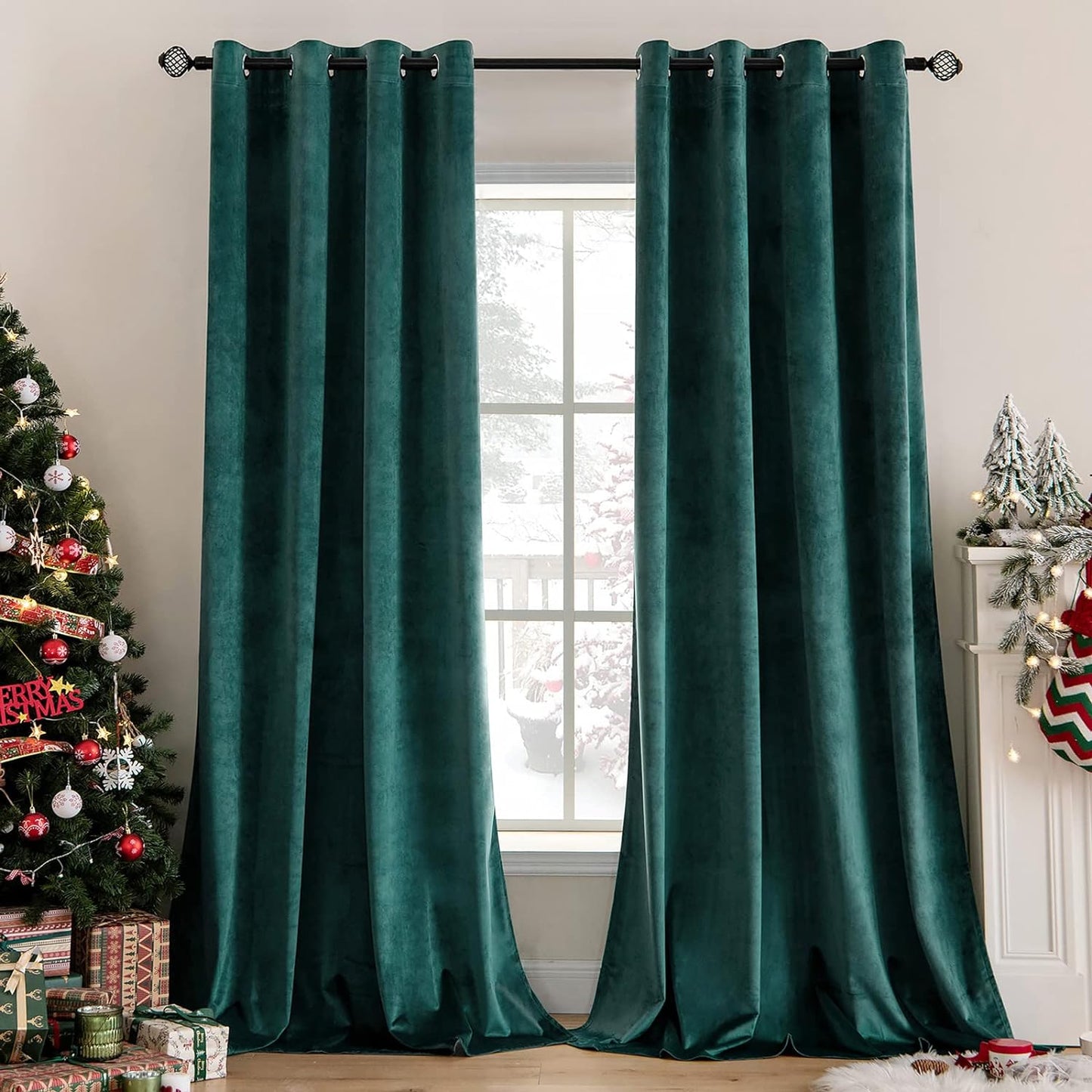 MIULEE Velvet Curtains Olive Green Elegant Grommet Curtains Thermal Insulated Soundproof Room Darkening Curtains/Drapes for Classical Living Room Bedroom Decor 52 X 84 Inch Set of 2  MIULEE Dark Green W52 X L96 