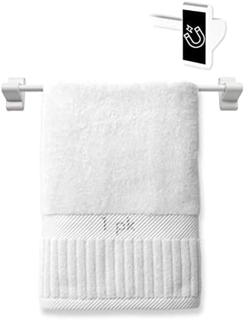 Skywin Magnetic Towel Holder for Refrigerator - 1 Pack Small Magnetic Curtain Rod for Metal Door with Adjustable Length - Fits Towels and Easily Attachable (White)