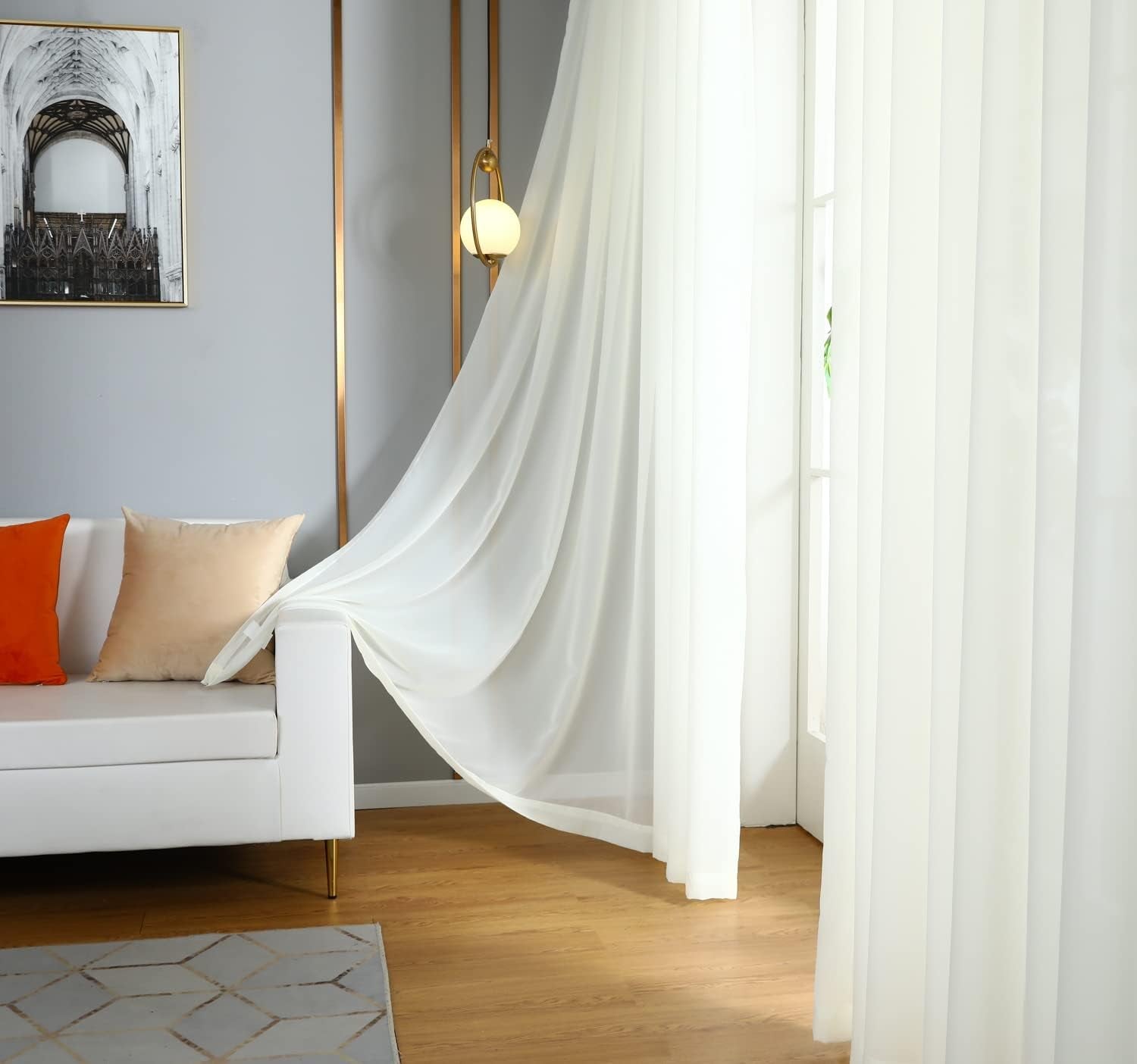 Dreaming Casa Ivory Curtains 96 Inches Long Sheer Curtains Pinch Pleated Curtains 52" W X 96" L  Dreaming Casa   