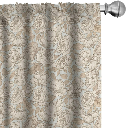Ambesonne Beige Window Curtains, Floral Ornamental Pattern with Wedding Bouquet Blossoming Nature Botanical Print, Lightweight Decor 2-Panel Set with Rod Pocket, Pair of - 28" X 84", Beige Dust  Ambesonne Beige Dust Pair Of - 28" X 84" 