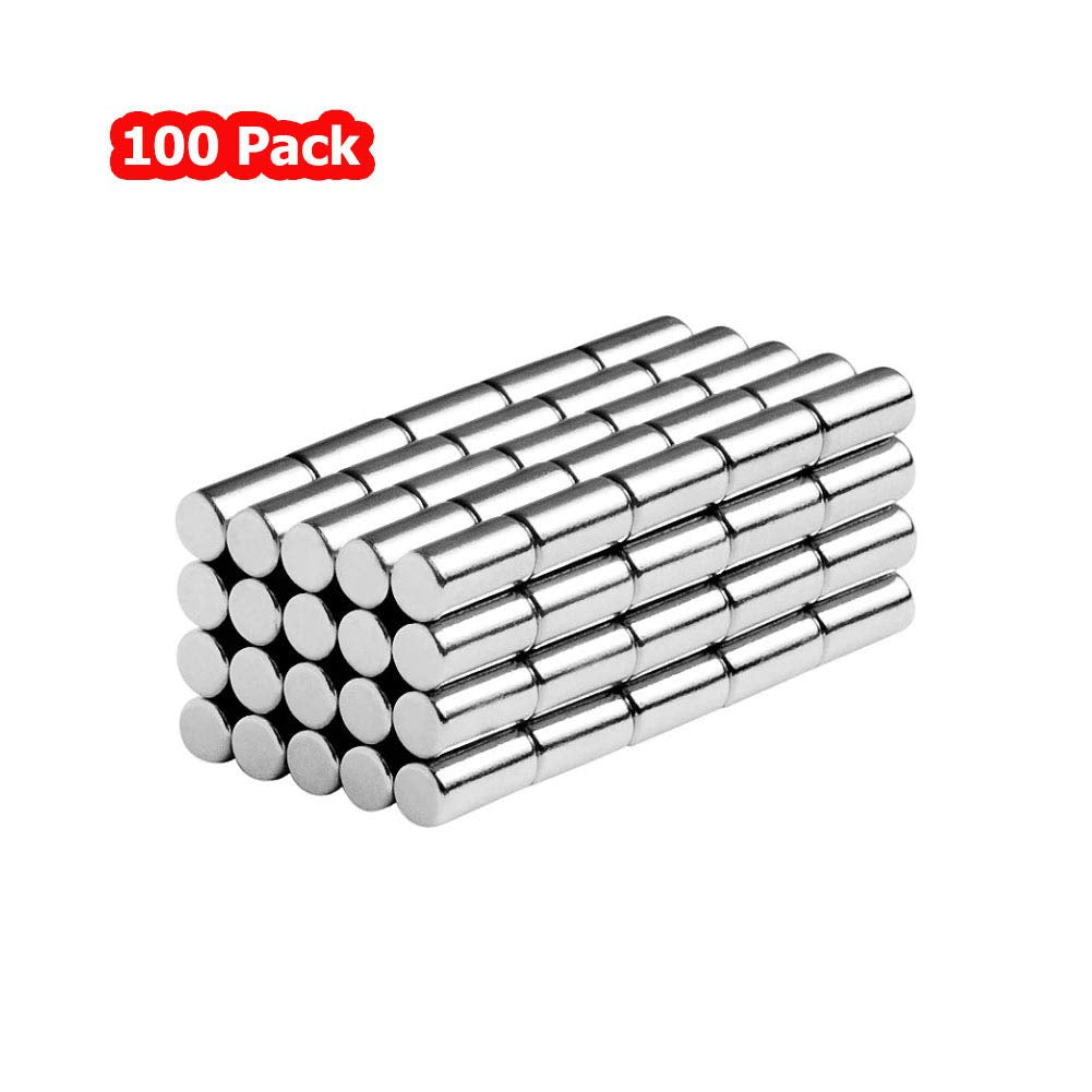 Cylinder Rod Magnets 3X6Mm - Magnetic Pins Tacks Sticks Adhesive Holder Lifter Fastener Magnet Cylinders 1/8X1/4 (100 Pack)