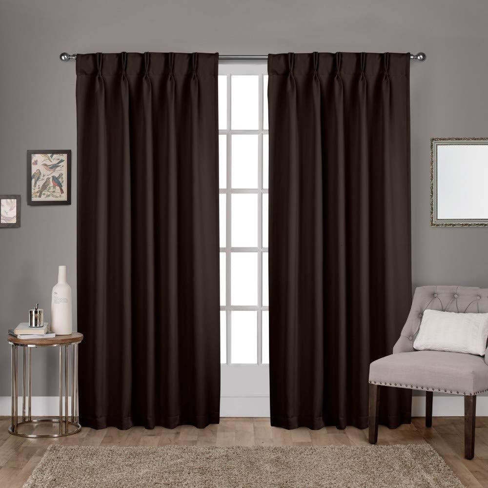 Exclusive Home Sateen Twill Woven Room Darkening Blackout Pinch Pleat/Hidden Tab Top Curtain Panel Pair, 108" Length, Vanilla  Exclusive Home Curtains Espresso 108" Length 