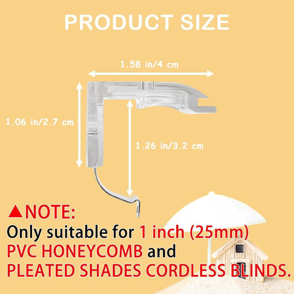 4 PCS Mounting Bracket with Metal Clip, Hidden Mounting Bracket Clips for 1" (25Mm) Pleated Shades Cordless Blinds Headrail &Cordless Honeycomb