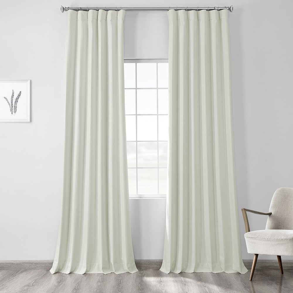HPD Half Price Drapes Vintage Blackout Curtains for Bedroom - 96 Inches Long Thermal Cross Linen Weave Full Light Blocking 1 Panel Blackout Curtain, (50W X 96L), Millennial Grey  Exclusive Fabrics & Furnishings Starlight Off White 50W X 108L 