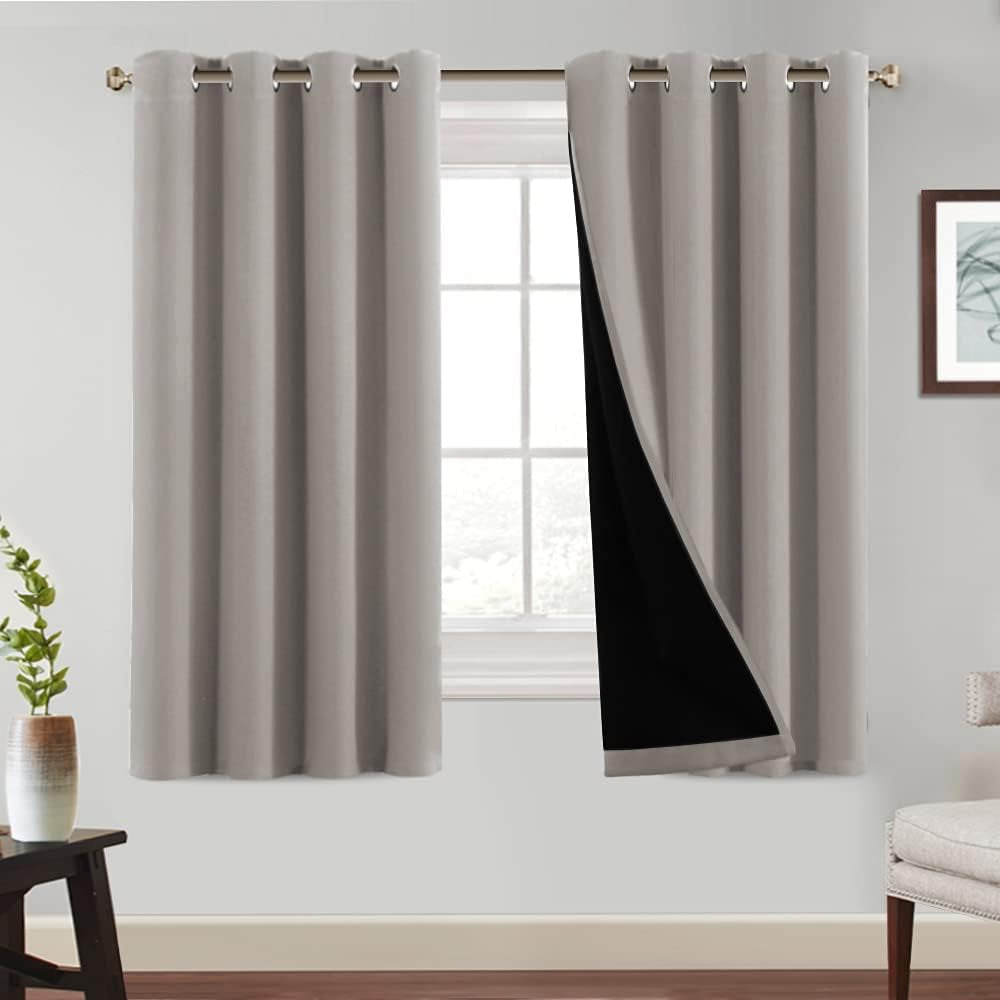 Princedeco 100% Blackout Curtains 84 Inches Long Pair of Energy Smart & Noise Blocking Out Drapes for Baby Room Window Thermal Insulated Guest Room Lined Window Dressing(Desert Sage, 52 Inches Wide)  PrinceDeco Simply Taupe 52"W X63"L 