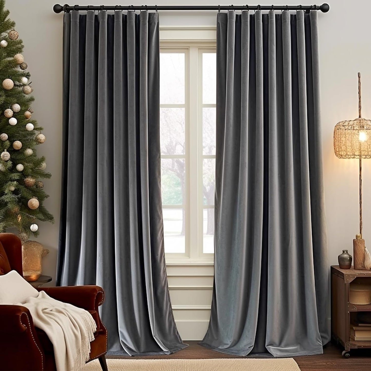 Lazzzy Velvet Blackout Curtains Brown Thermal Insulated Curtains 84 Room Darkening Window Drapes Super Soft Luxury Curtains for Living Room Bedroom Rod Pocket 2 Panels 84 Inch Long Gold Brown  TOPICK Grey W52 X L108 