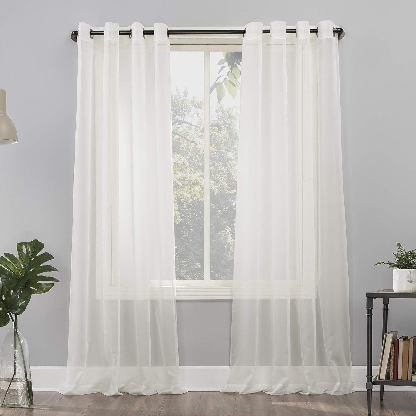 No. 918 Emily Sheer Voile Grommet Curtain Panel, 59" X 95", White  No. 918 Eggshell Off-White Curtain Panel 59" X 120"