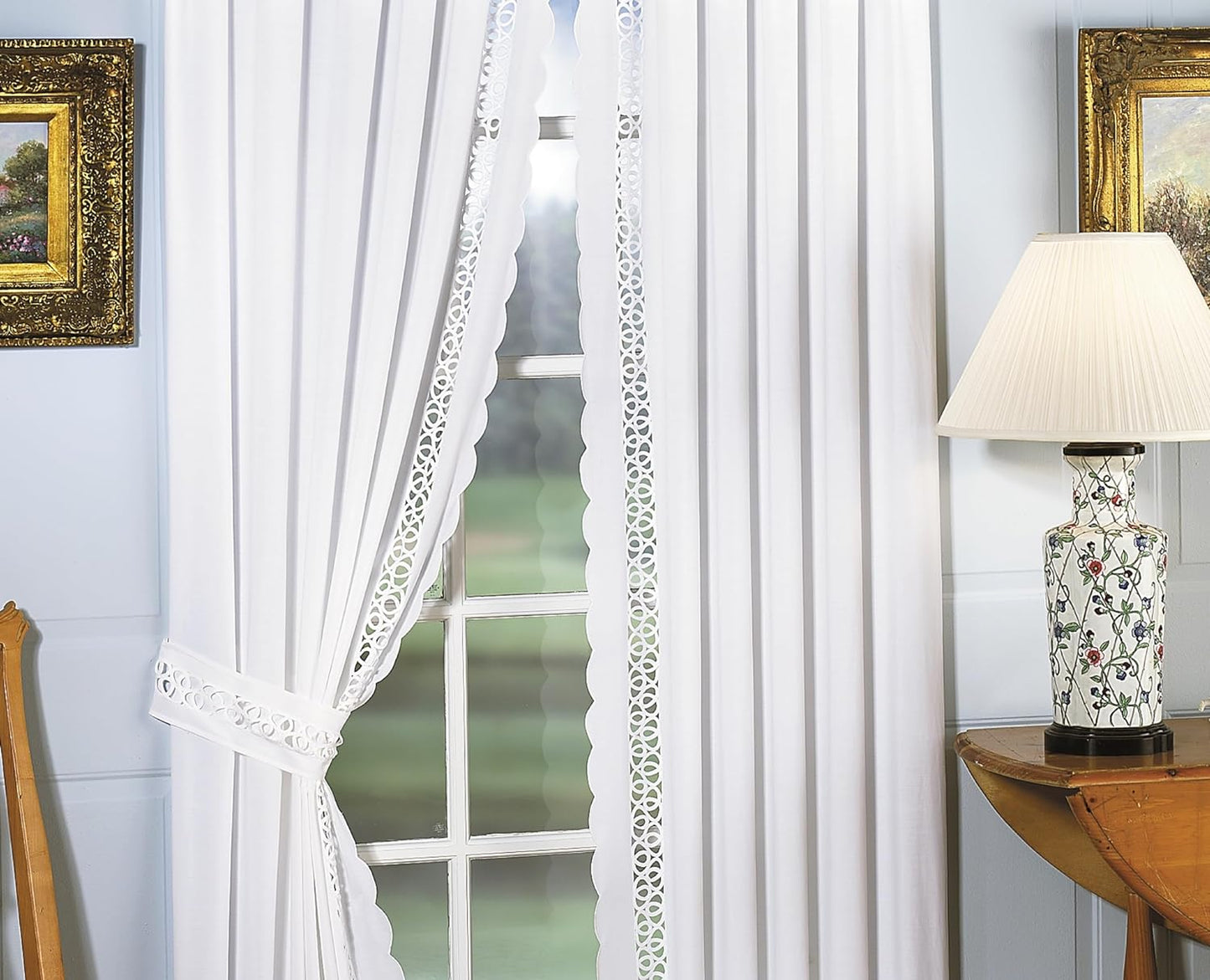 Today'S Curtain Hellina Tapework Window Swagger, 63-Inch, White - Hellina CA1800K  Today's Curtain White Panel Pair 80"W X 84"L 