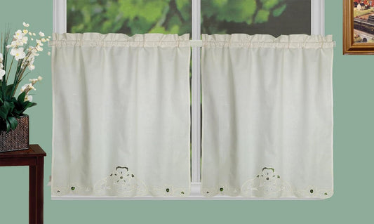 Lace Cutwork Kitchen Curtain Valance, Tiers or Swags Ecru Beige (60" Wide X 24" Long Tiers)
